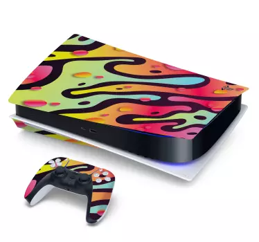 Flytande färgglada former playstation 5 dekal - Tenstickers