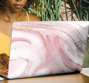 Flytande rosa marmor laptop klistermärken - Tenstickers