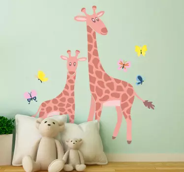 Förälder och barn fjäril giraff djur väggdekal - Tenstickers