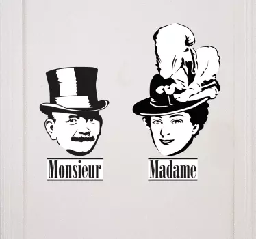 Fransk monsieur och madame vägg klistermärke - Tenstickers
