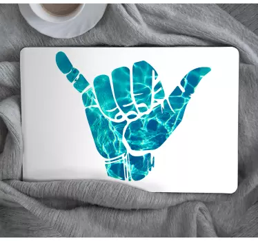Fred hand tecken med vatten laptop klistermärken - Tenstickers