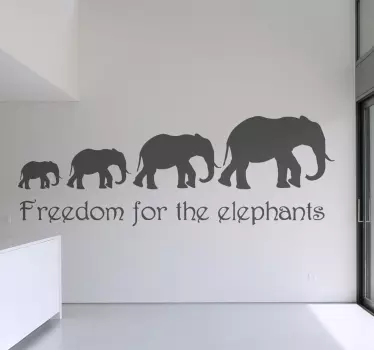 Frihet elefanter vägg klistermärke - Tenstickers