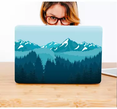 Fulla blå / gröna liggande laptop-klistermärken - Tenstickers