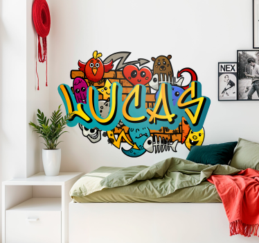 Fullfärg graffiti med personligt namn urban dekal - Tenstickers