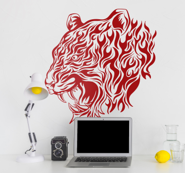 Rasande tiger vardagsrum vägg inredning - Tenstickers