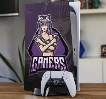 Gamer girl playstation 5 klistermärke - Tenstickers