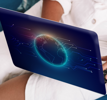 Geometrisk telekommunikation världskarta laptop dekal - Tenstickers