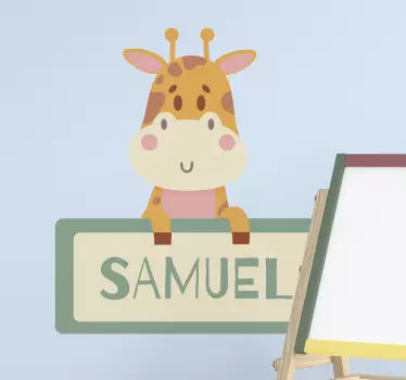Giraff och namn barn sovrum vägg klistermärke - Tenstickers