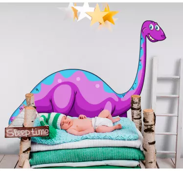 Glad blå och lila dinosaurie glasdörrklistermärke - Tenstickers