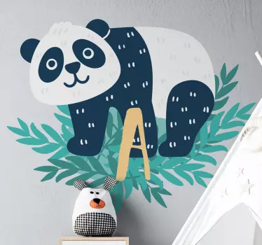 Glad panda med första baby vägg klistermärke - Tenstickers