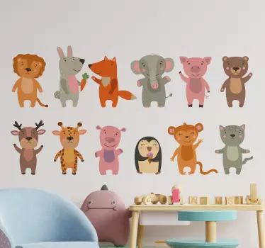 Glad rolig tecknad barn sovrum vägg klistermärke - Tenstickers