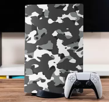 Grå camouflage mönster playstation 5 klistermärke - Tenstickers