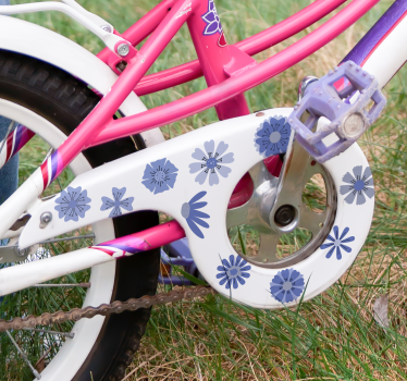 Graciösa blå blommor klistermärke cykel - Tenstickers