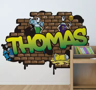Graffiti namn tegel bakgrund urban dekal - Tenstickers