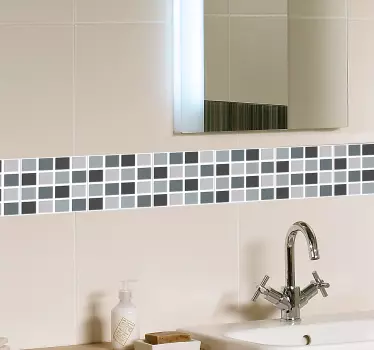 Grått toner kvadrera kakel gränsen klistermärke - Tenstickers