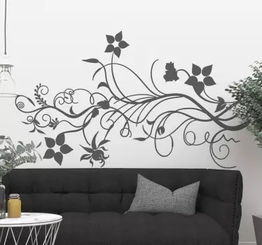 Grenande blommor vägg klistermärke - Tenstickers