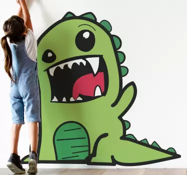 Grön dinosaurie klotter läskig drake vägg klistermärke - Tenstickers