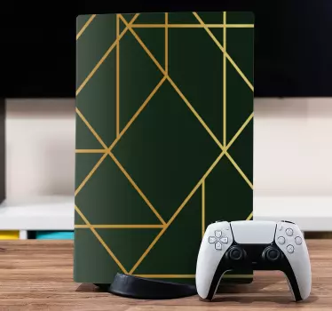 Grön konsistens med guldlinjer mönster playstation 5 dekal - Tenstickers