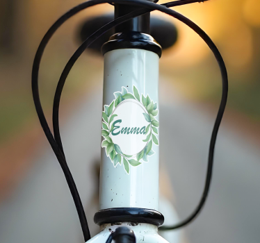 Gröna blad med namn klistermärke cykel - Tenstickers
