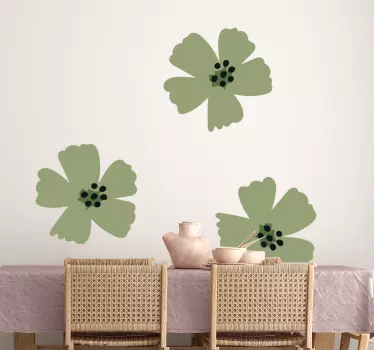 Gröna toner lämnar blommönster tapet dekal - Tenstickers