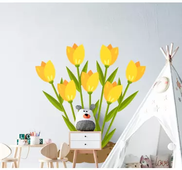 Gul blomma på smutsglas dörr dekal - Tenstickers