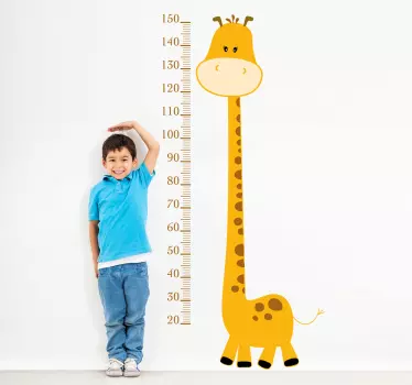 Gul giraffhöjd diagram barnklistermärke - Tenstickers