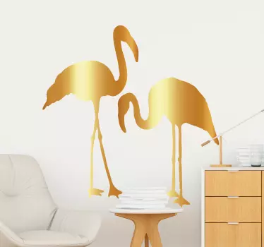Guld flamingo vägg klistermärke - Tenstickers