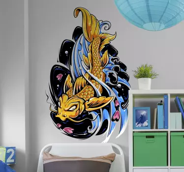 Guld koi fisk djur väggdekor - Tenstickers