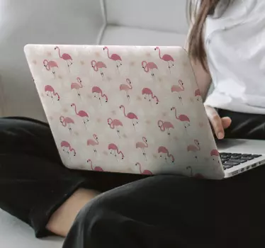 Handritad flamingo mönster laptop dekal - Tenstickers