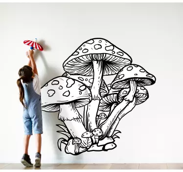 Handritad illustration svamp tapet dekal - Tenstickers