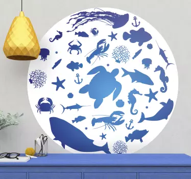 Havsdjur lutning färger fisk dekal - Tenstickers