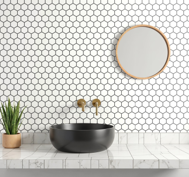 Hexagon vit kakel klistermärke - Tenstickers