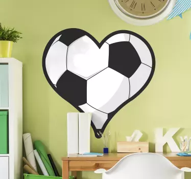 Hjärta fotboll klistermärke - Tenstickers