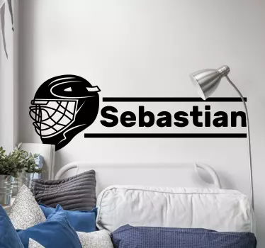 Hockey hjälm med namn väggdekal - Tenstickers