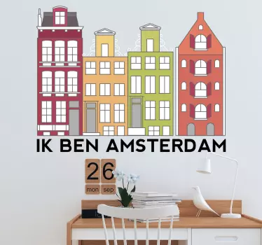 Holländska amsterdam byggnader väggdekor - Tenstickers