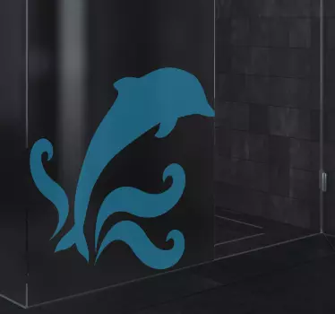 Hoppande delfin dusch klistermärke - Tenstickers