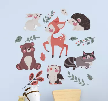 Höst skog djur barn sovrum vägg klistermärke - Tenstickers