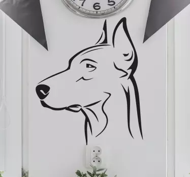 Hund ansikte vinyl doberman väggdekor - Tenstickers