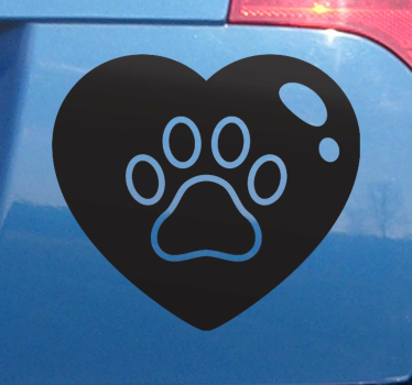 Hund tassar i stort hjärta bil dekal - Tenstickers