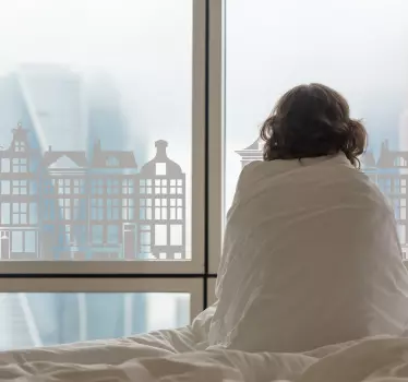 Hus längs kanalfönstret dekal - Tenstickers