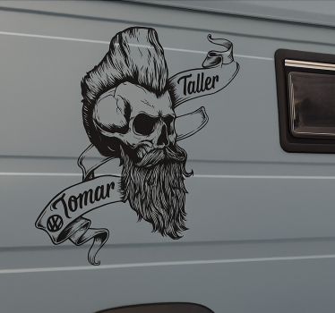 Husvagn klistermärke gritty man skalle - Tenstickers