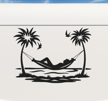 Husvagn klistermärke strandliv hängmatta - Tenstickers