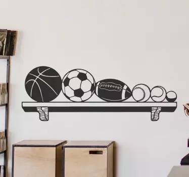 Hylla med sportbollar väggdekor - Tenstickers