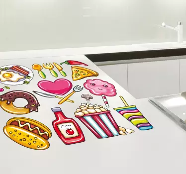 Illustrerad mat dekaler samling - Tenstickers