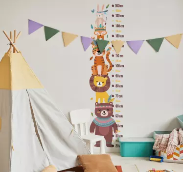 Indiska djur meter höjd diagram klistermärke - Tenstickers