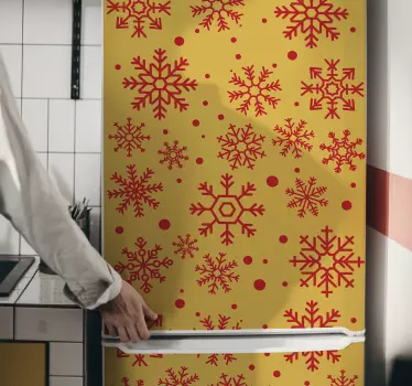 Jul snöflingor kylskåp wrap dekaler - Tenstickers