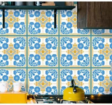 Kakel klistermärke blommönster - Tenstickers