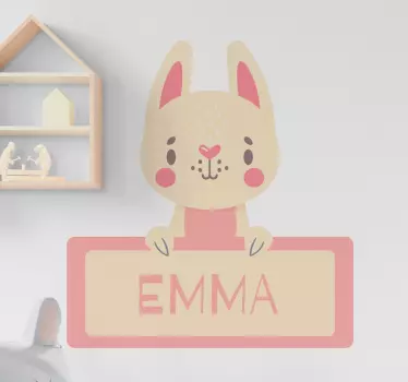 Kanin etikett med namn barn sovrum vägg klistermärke - Tenstickers