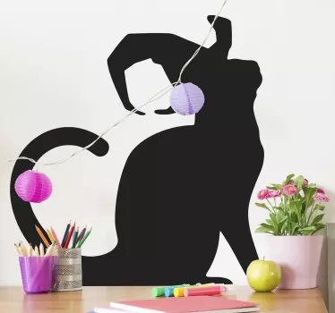 Katt med häxahatt halloween väggklistermärke - Tenstickers