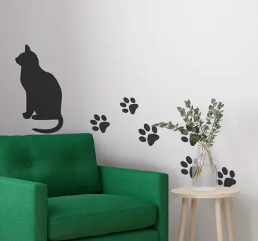 Katt och dess spår husdjur dekaler - Tenstickers